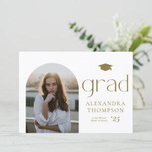 Minimalist Arch Photo Gold Photo Graduation Announ Announcement