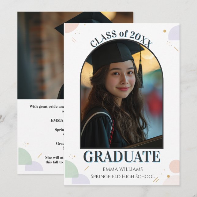  Minimalist Arch Photo Graduation Announcement  (Front/Back)