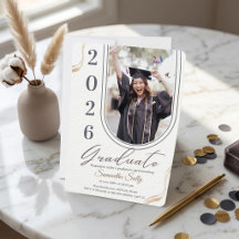 Minimalist Arch Photo Graduation | Elegant Neutral