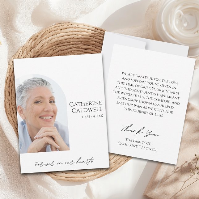 Minimalist Arch Photo Memorial Thank You Card (Minimalist Arch Photo Memorial Thank You Card
)