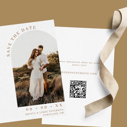 Minimalist Arch Photo QR Code Desert Wedding Save The Date