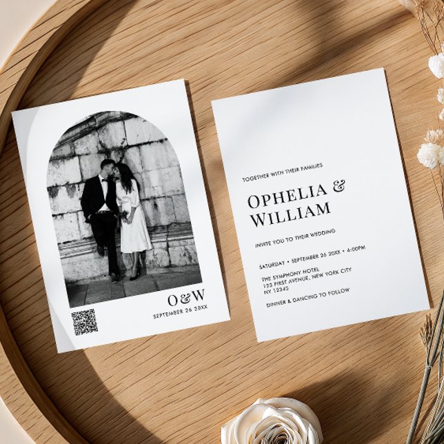 Minimalist Arch Photo QR Code Wedding Invitation (Creator Uploaded)