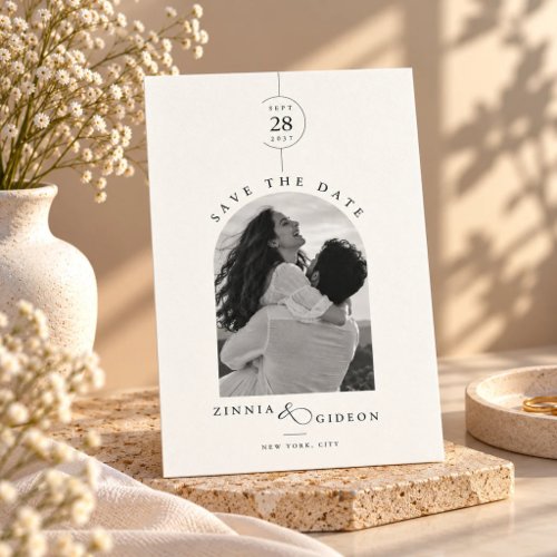 Minimalist Arch Photo Romantic Wedding Save The Date