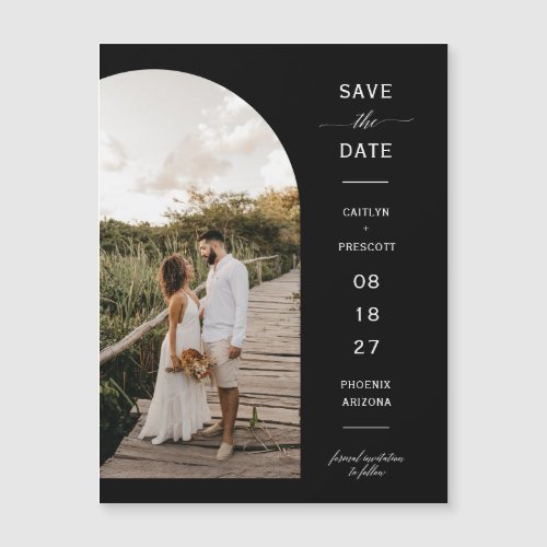 Minimalist Arch Photo Save the Date Magnetic Card