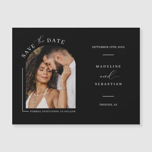 Minimalist Arch Photo Save the Date Magnetic Card