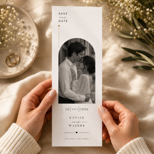 Minimalist Arch Photo Save the Date Wedding Card. Bookmarks