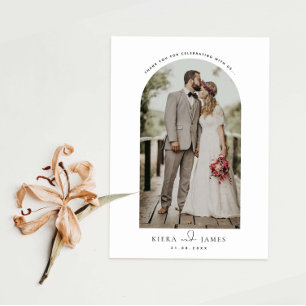 Minimalist arch photo wedding thank you card