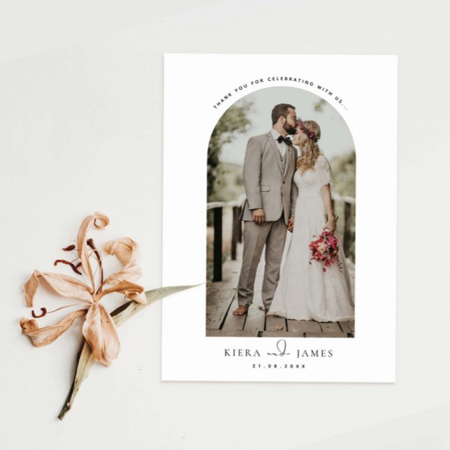 Minimalist arch photo wedding thank you card (Creator Uploaded)