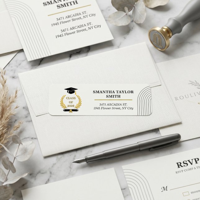 Minimalist Arch | ROULIV Stone Grey Graduation  Label (Minimalist Arch Return Address Label | ROULIV Stone Grey Graduation Suite)