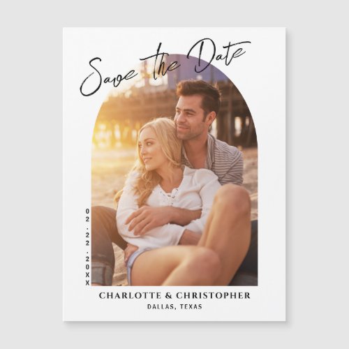 Minimalist Arch Save The Date Photo Magnetic Card