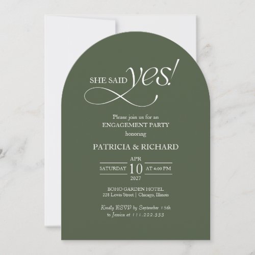Minimalist Arch She Said Yes Engagement Party Invitation