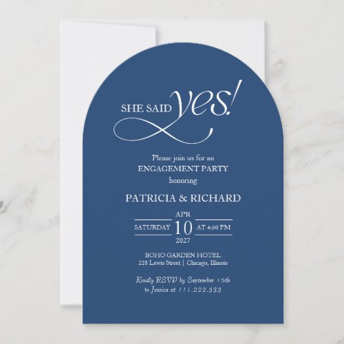 Minimalist Arch She Said Yes Engagement Party Invitation