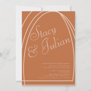 Minimalist Arch Tripled Earthy Bohemian Wedding Invitation