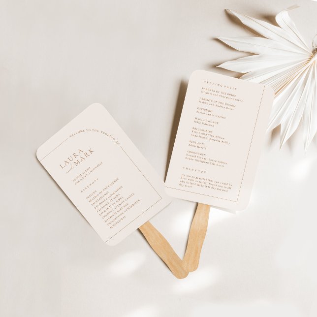 Minimalist Arch Wedding Ceremony Programs Hand Fan (Creator Uploaded)