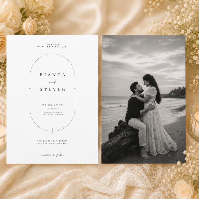 Minimalist Arch Wedding Invitation with Photo (Creator Uploaded)