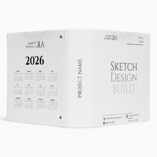Minimalist Architect Modern Black & White 3 Ring Binder