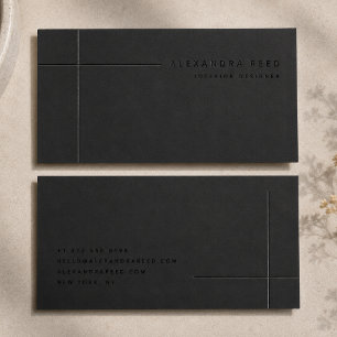 Minimalist Architectural Line Black Gloss Raised Spot UV Business Card
