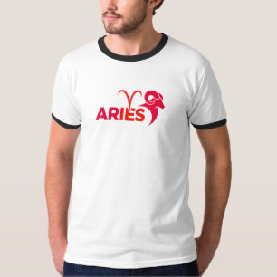 Minimalist Aries Zodiac Sign Red Graphic Astrology T-Shirt