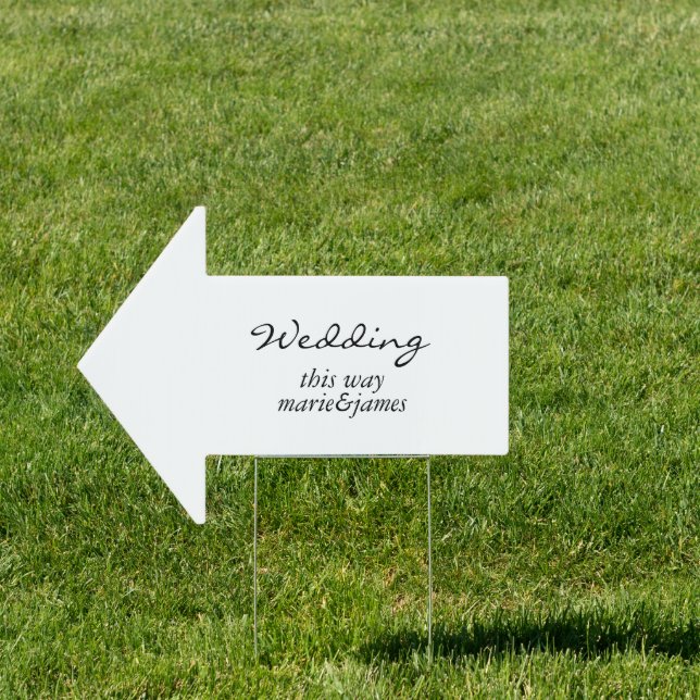 Minimalist Arrow Wedding This Way Yard Sign (Insitu)