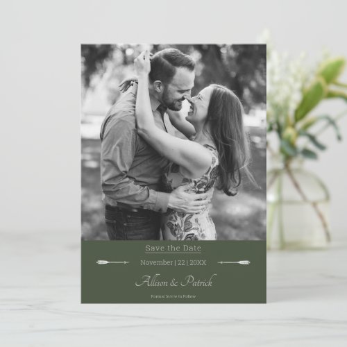 Minimalist Arrows Photo  Olive Green Save The Date
