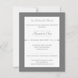 Minimalist Arrows Rehearsal Dinner Gray Invitation