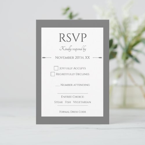 Minimalist Arrows Wedding  Gray RSVP Card