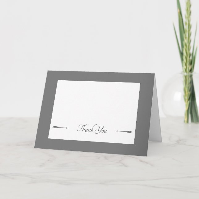 Minimalist Arrows Wedding | Gray  Thank You Card (Front)