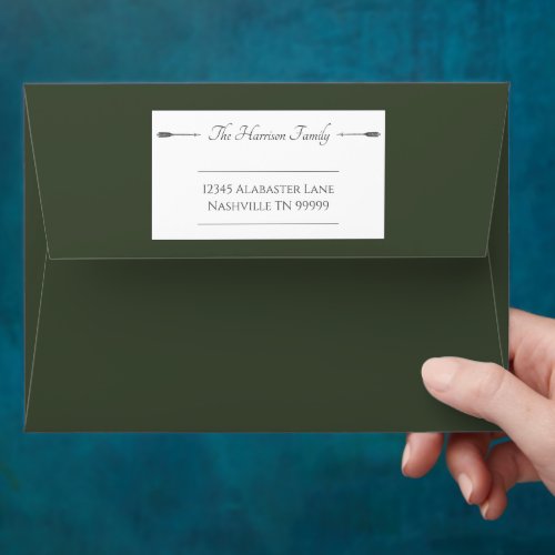 Minimalist Arrows Wedding  Olive Green Envelope