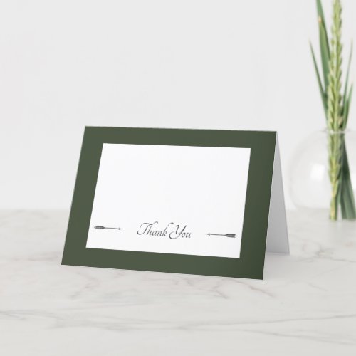 Minimalist Arrows Wedding  Olive Green  Thank You Card