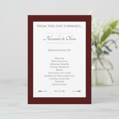 Minimalist Arrows Wedding  Red Program