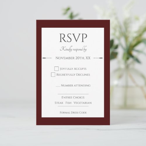 Minimalist Arrows Wedding  Red RSVP Card