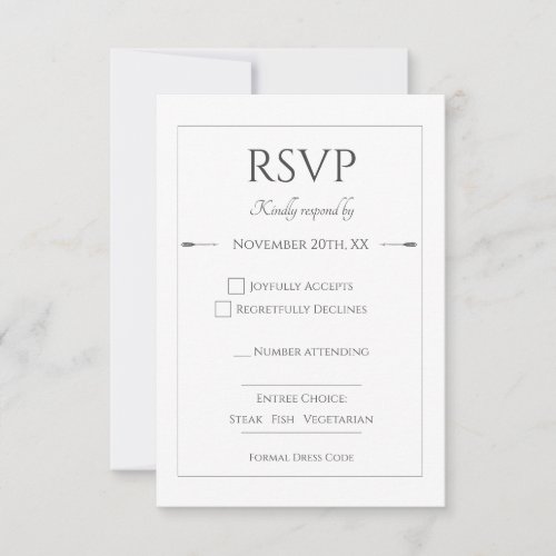 Minimalist Arrows Wedding  White RSVP Card