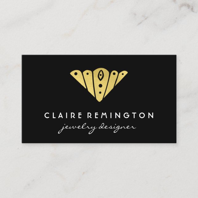 Minimalist Art Deco | Faux Gold Foil Business Card (Front)