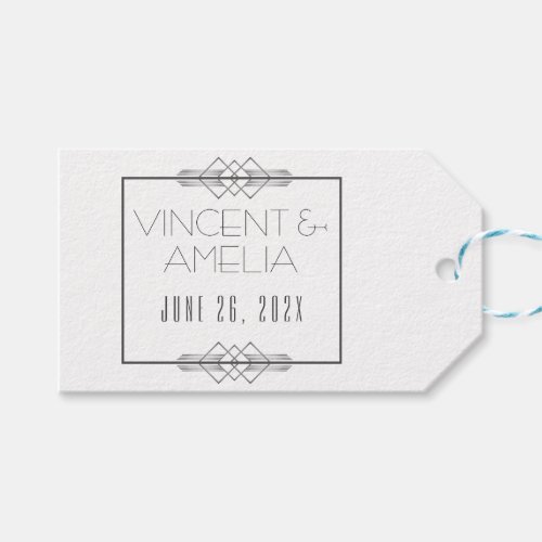 Minimalist Art Deco White Custom Wedding  Gift Tags