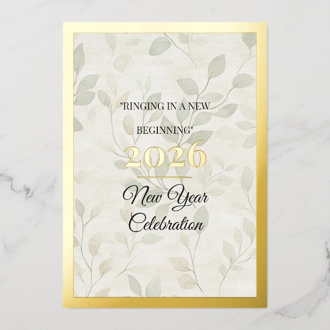 Minimalist Art New Year Invitation Card in Foil (Front)