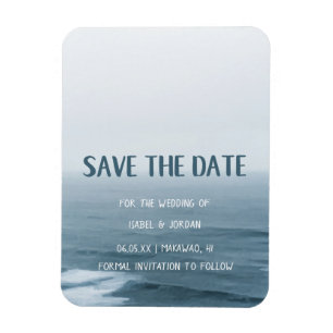 Minimalist Art Waves Beach Wedding Save the Date Magnet