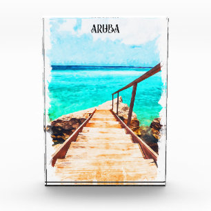 Minimalist Aruba Caribbean Tropical Vacation Photo Block