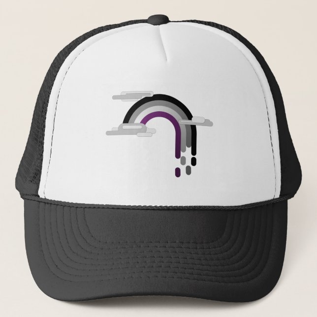 Minimalist Asexual Drip Rainbow Trucker Hat (Front)