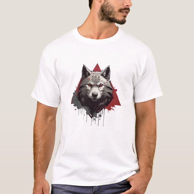 minimalist astronaut wolf face logo T-Shirt (Front)