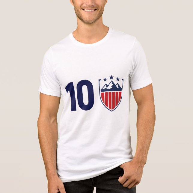 Minimalist Athletic Shield & Number 10 Graphic Tri-Blend Shirt (Front)