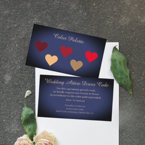 Minimalist Attire Dress Code Wedding Ceremony Blue Enclosure Card