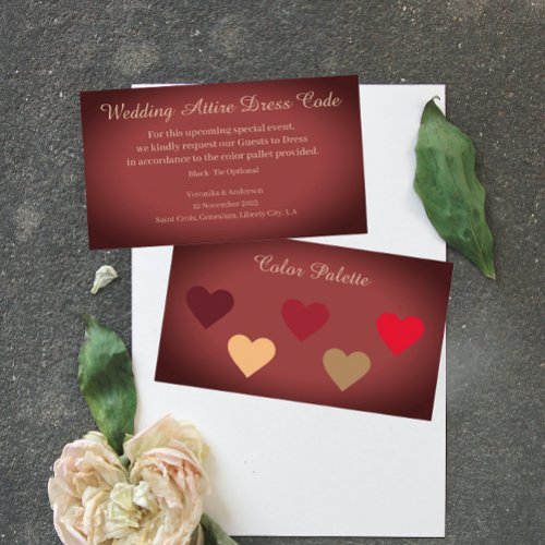 Minimalist Attire Dress Code Wedding Ceremony Red Enclosure Card