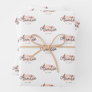 Minimalist Auntie Baby Pink Brush Stroke New Aunt Wrapping Paper Sheets