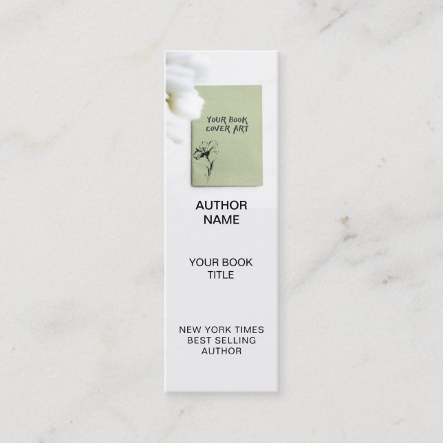 Minimalist Author Bookmark Template with Book Cove Mini Business Card (Front)