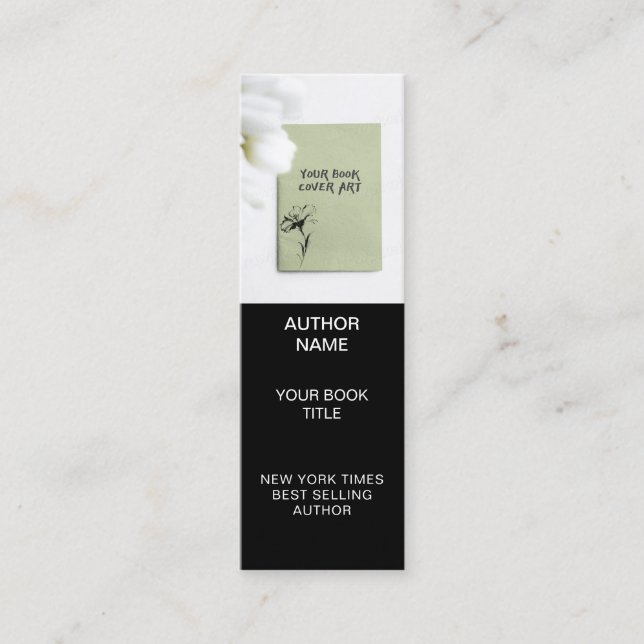 Minimalist Author Bookmark Template with Book Cove Mini Business Card (Front)