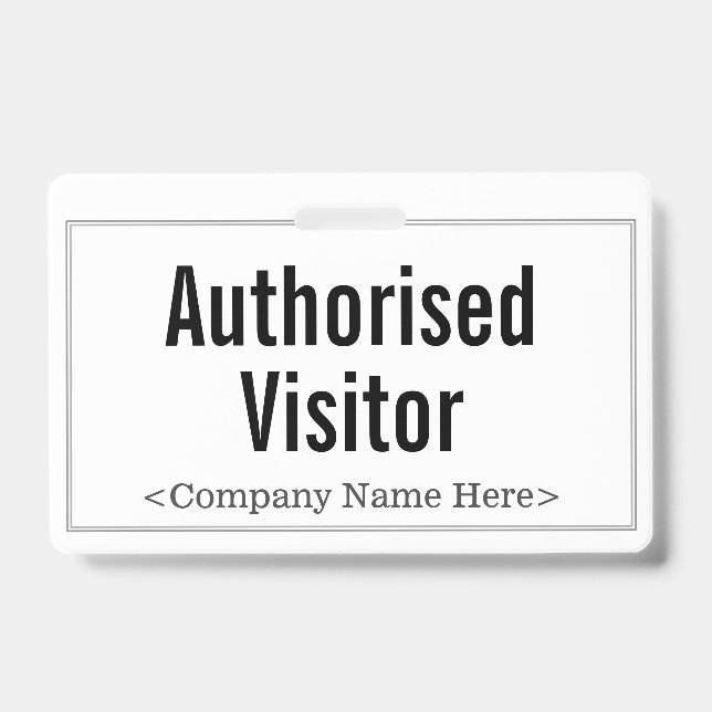Minimalist "Authorised Visitor" Badge (Front)