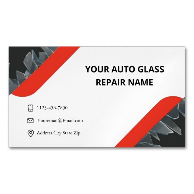 Minimalist  Auto Glass Repair Business Card Magnet (Front)
