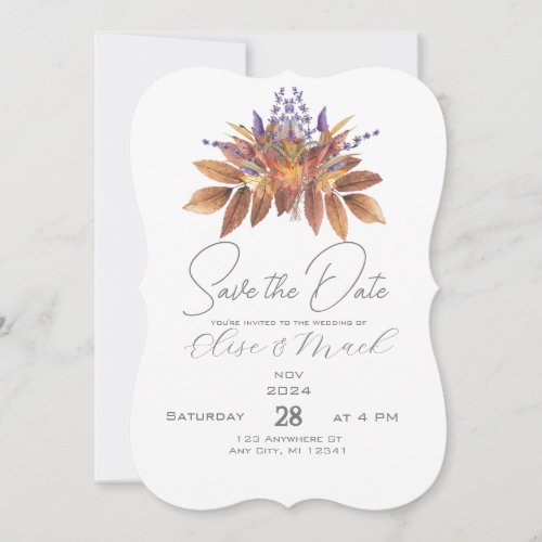 Minimalist Autumn Herbs Bouquet Save the Date Invitation