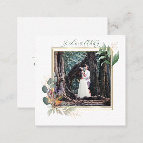 Minimalist Autumn Herbs Personalized Wedding Photo Enclosure Card