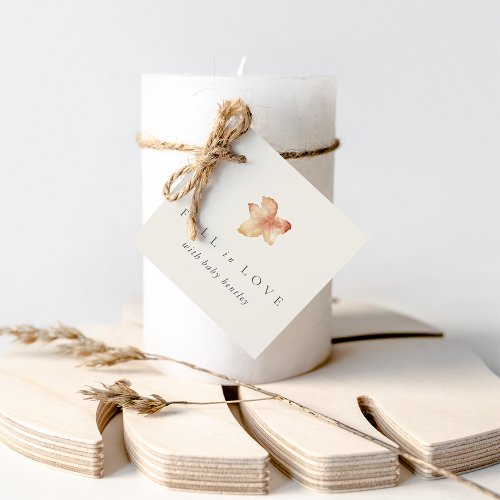 Minimalist Autumn Leaf Fall in Love Baby Shower Favor Tags